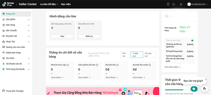 cach chuc nang tren tiktok shop seller center